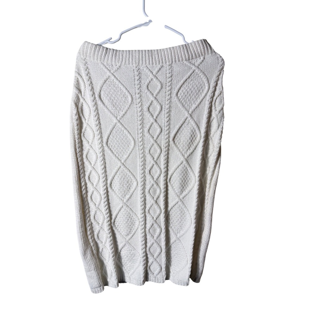 Harlow & Rose Womens Ivory Cable Knit Pencil Midi Skirt Size Medium Cream